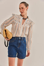 Blusa Joane Cambraia Listrada – Linda de Morrer