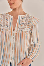 Blusa Joane Cambraia Listrada – Linda de Morrer