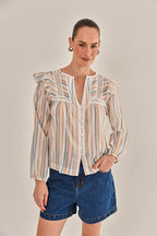 Blusa Joane Cambraia Listrada – Linda de Morrer