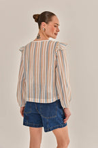 Blusa Joane Cambraia Listrada – Linda de Morrer