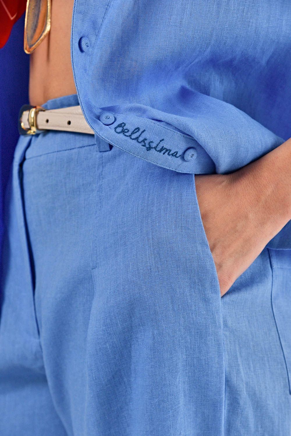 Camisa Leonora Linho Azul – Linda de Morrer