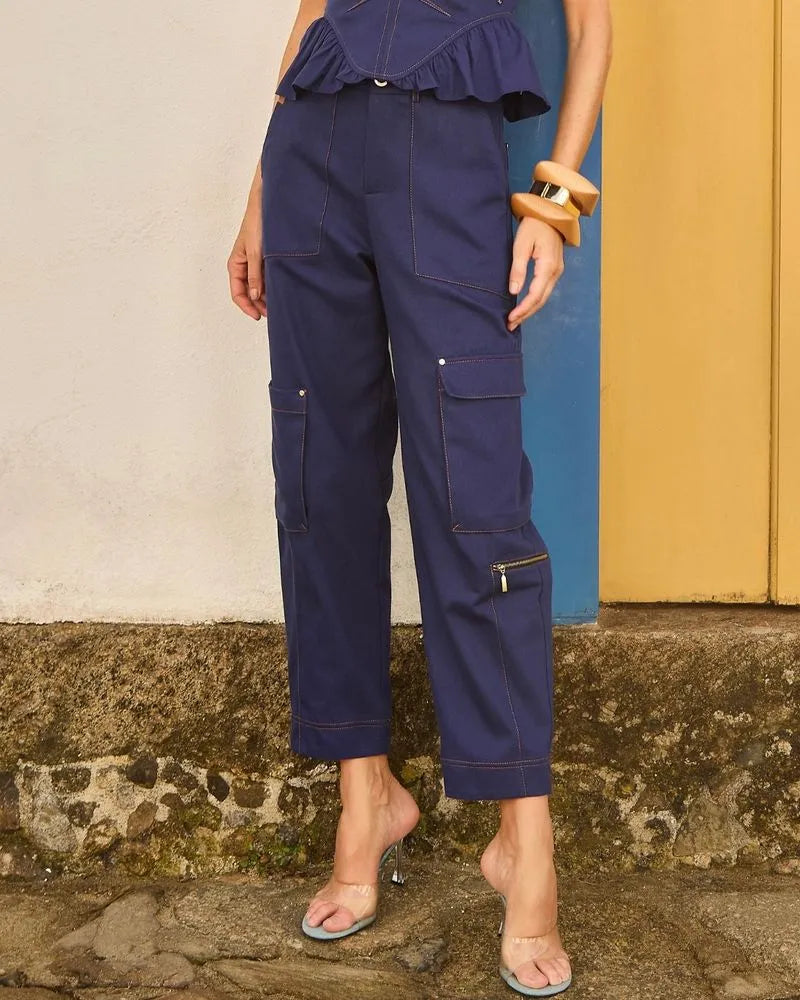 CALÇA SARJA BALLOON DEEP BLUE