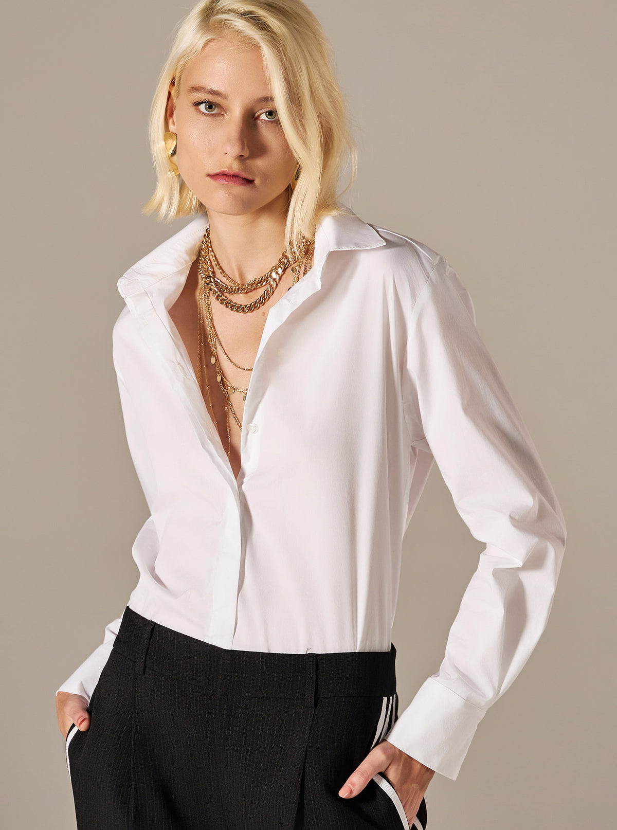 Camisa Tricoline Margarida Branca