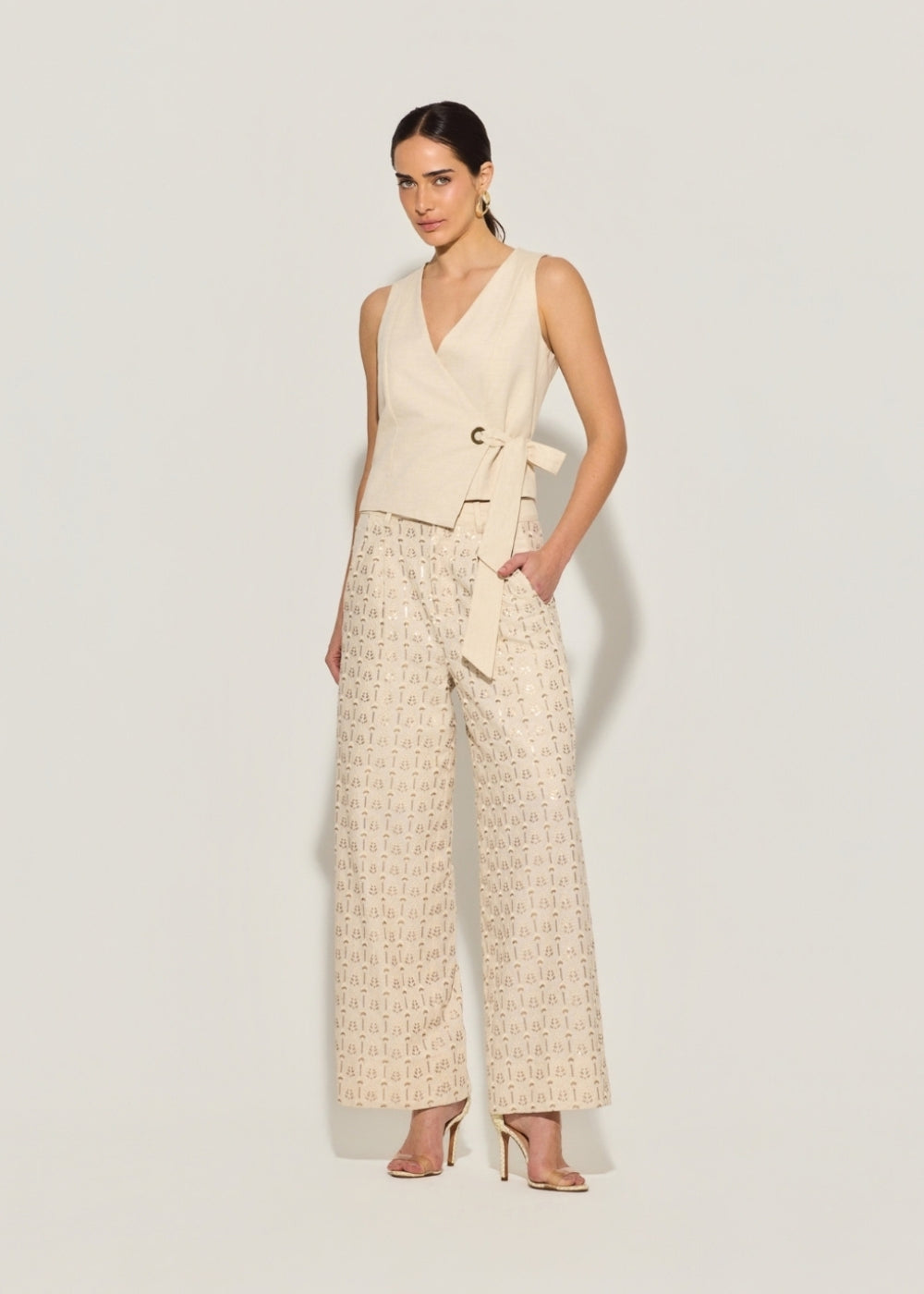 Calça Pantalona Linho Neiva Cru – Raizz