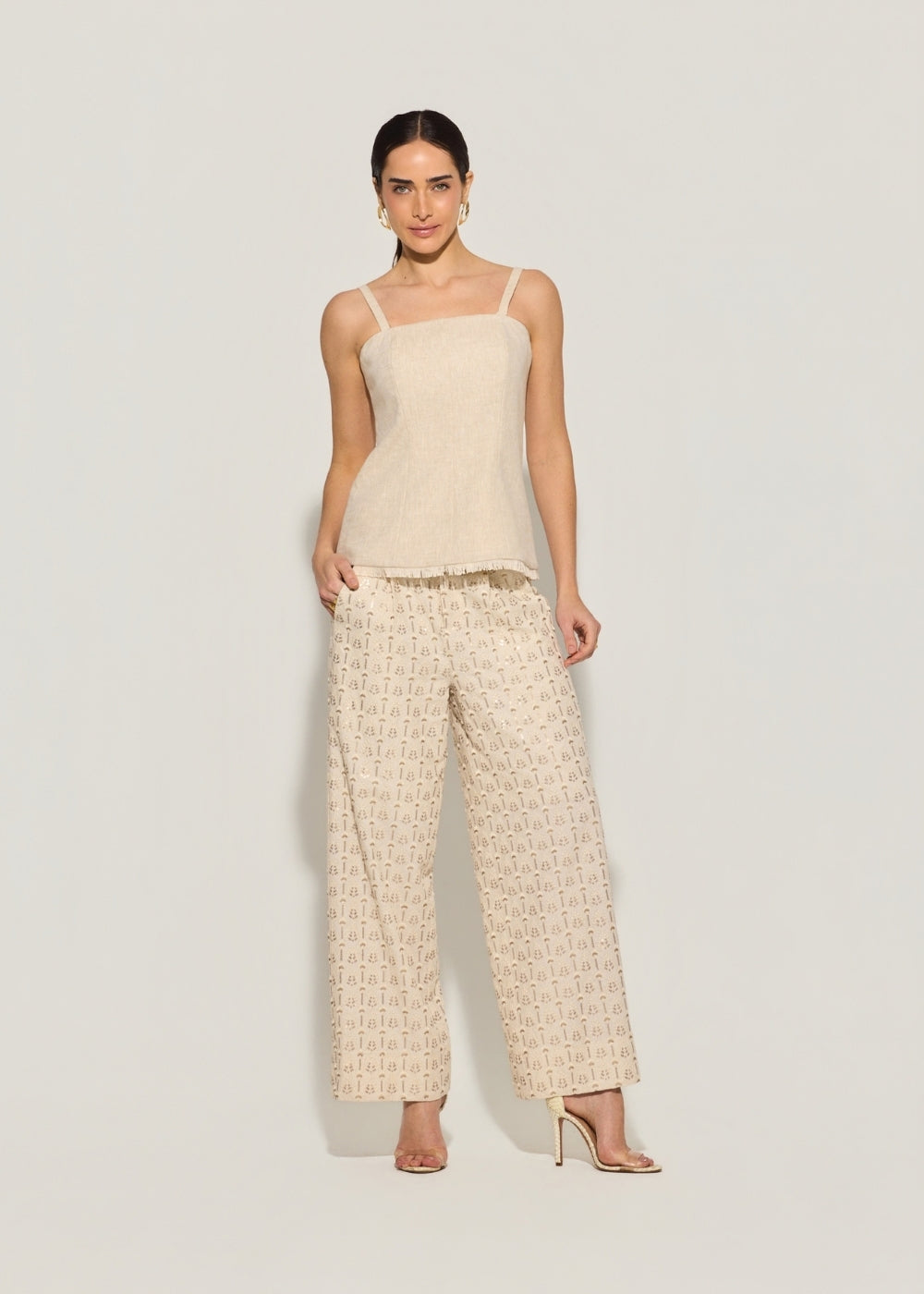 Calça Pantalona Linho Neiva Cru – Raizz