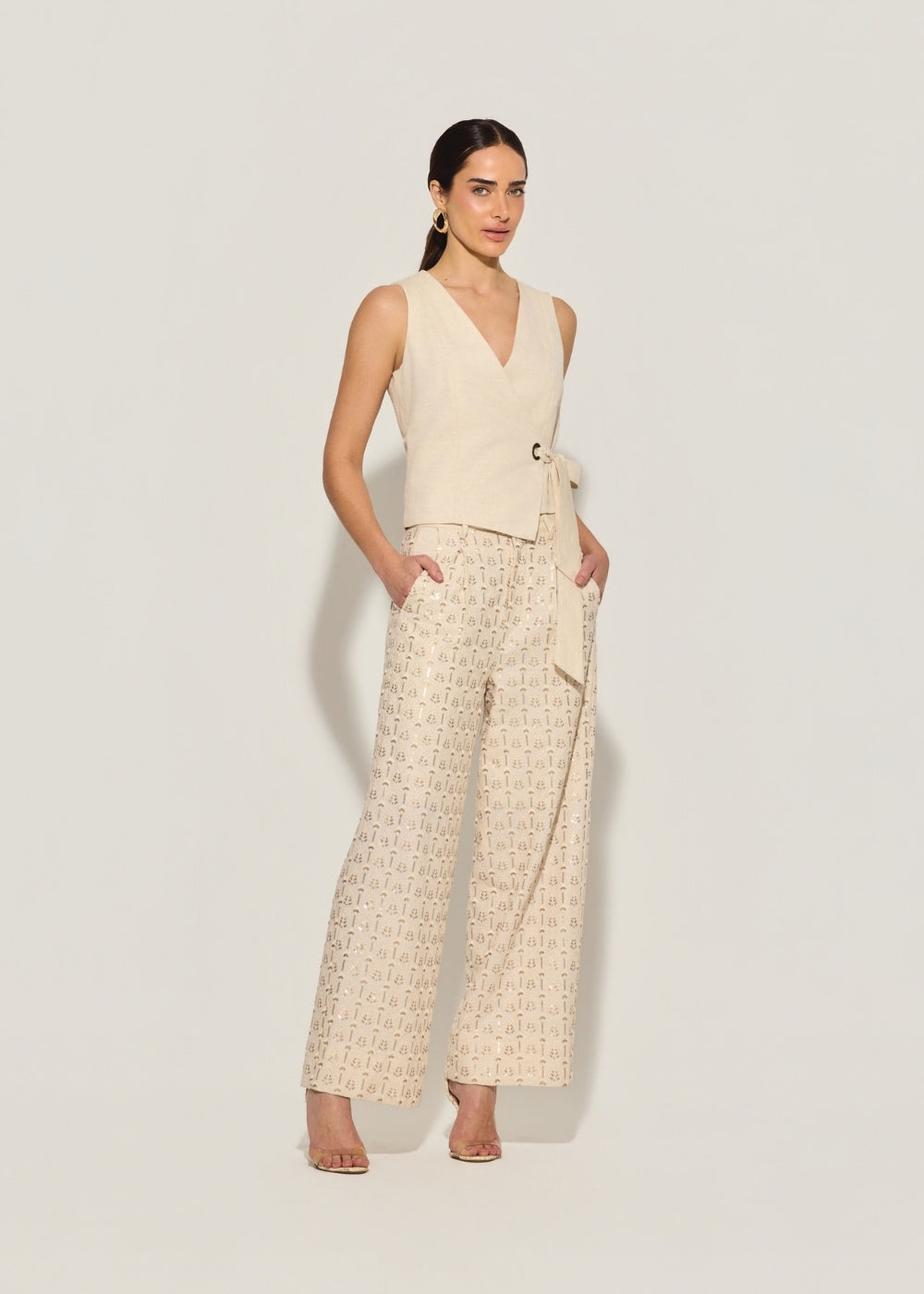 Calça Pantalona Linho Neiva Cru – Raizz