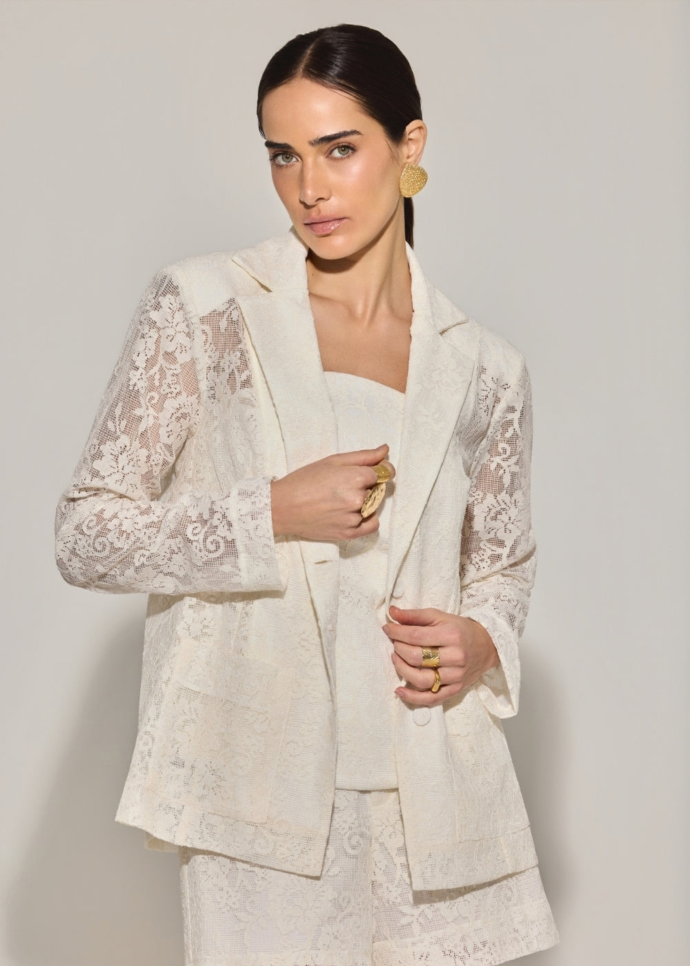 Blazer Renda Bárbara Off White – Raizz