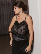 REGATA CHIFFON E RENDA PRETA
