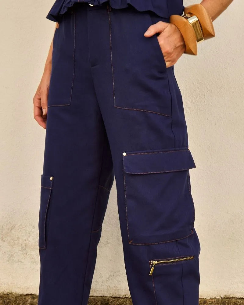 CALÇA SARJA BALLOON DEEP BLUE