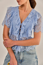 BLUSA GARDEN EM RENDA AZUL