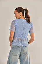 BLUSA GARDEN EM RENDA AZUL