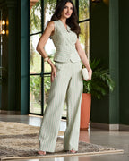 Conjunto linho listrado com lurex Luzia Fazzolli