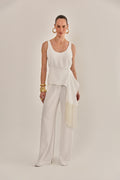 CALÇA IMPERIAL CREPE DE VISCOSE OFF WHITE