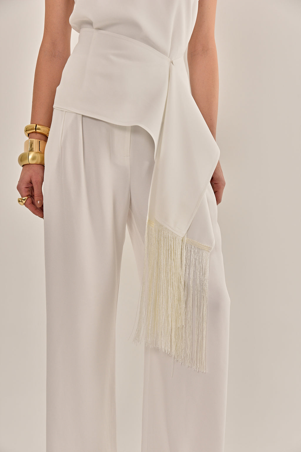 CALÇA IMPERIAL CREPE DE VISCOSE OFF WHITE