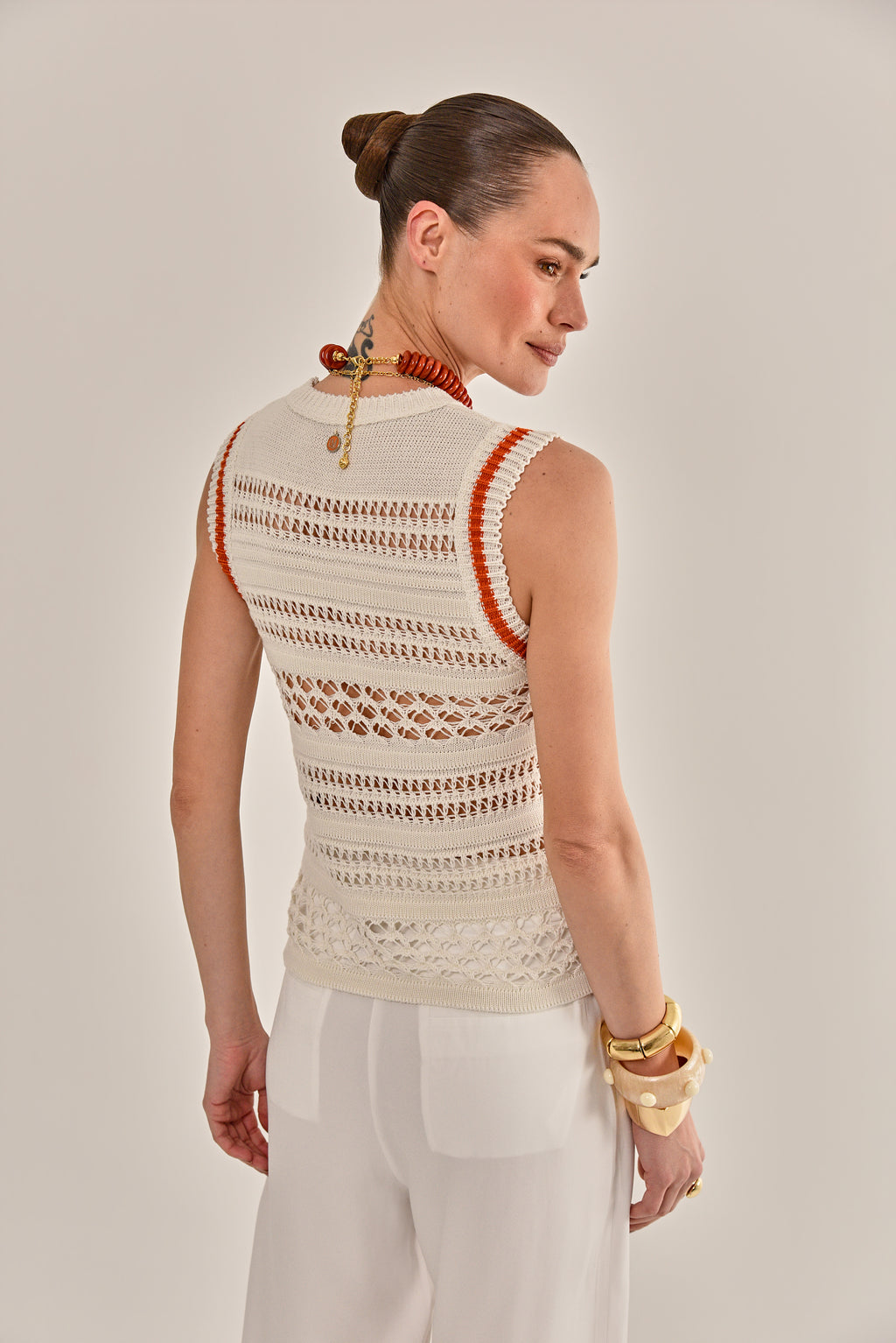 CALÇA IMPERIAL CREPE DE VISCOSE OFF WHITE