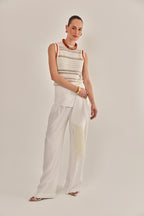 CALÇA IMPERIAL CREPE DE VISCOSE OFF WHITE