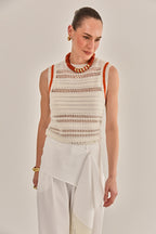 CALÇA IMPERIAL CREPE DE VISCOSE OFF WHITE