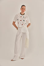 CALÇA IMPERIAL CREPE DE VISCOSE OFF WHITE