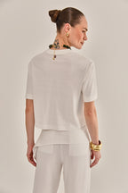 CALÇA IMPERIAL CREPE DE VISCOSE OFF WHITE