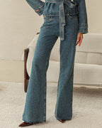 Detalhe da Calça Wide Leg Basic Jeans