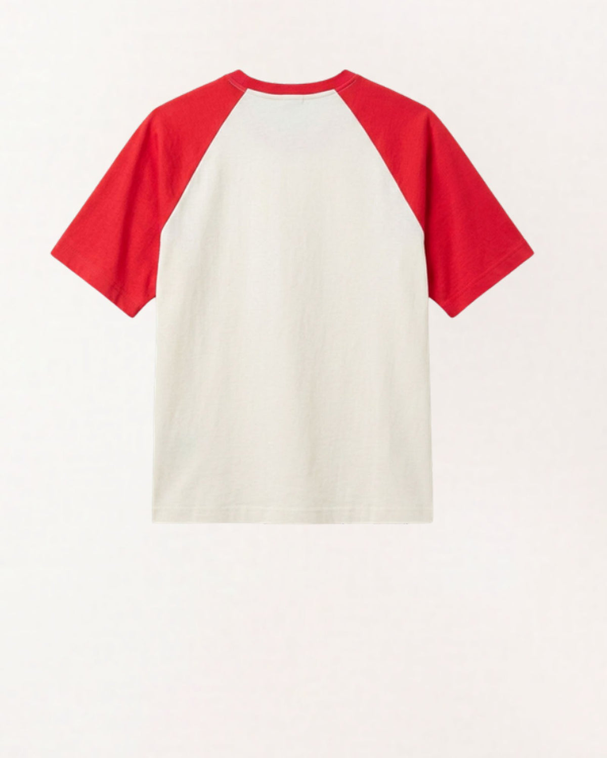 Camiseta Raglan Off White e Vermelha, costas